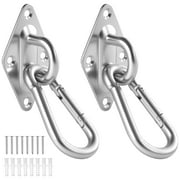NUAHRHY 2pcs 1300lbs Pad Eye Snap Hooks Heavy Duty Screws Hardware Hammock Swing Hanging Kit 304 Stainless Steel Indoor Outdoor Wall Ceiling Mount M10 Silver